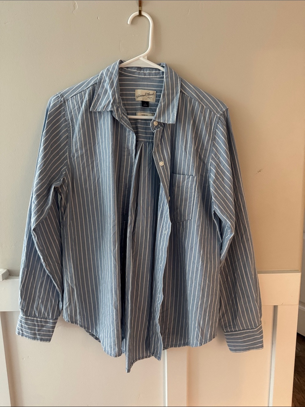 Universal Thread Blue & White Vertical Stripe Button-Down Shirt